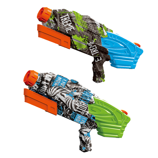 LINDA TOYS 50CM Graffiti Water Gun Light and Large Capacity 1000ml Water Gun Toy Plastic Beach Pool Party Battle Water Shooting Gun LD-838T