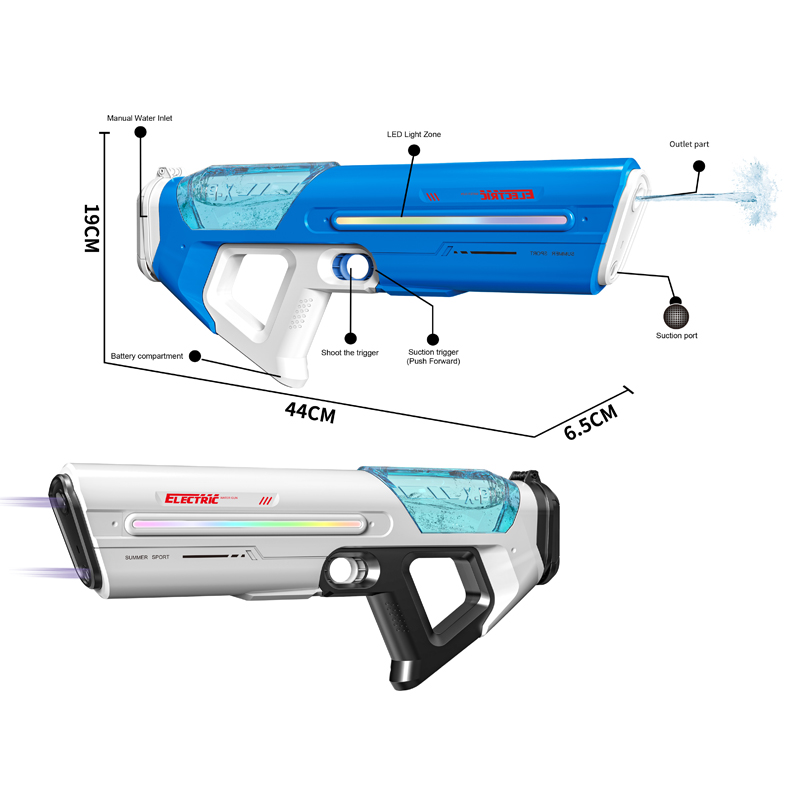 Linda Toys Auto Absorption Electric Water Gun with 7 LED Lights Choose, Waterproof Powerful Shooting 7.4V 500mAH Li-ion Battery,1000ml Water Capacity LD-996D