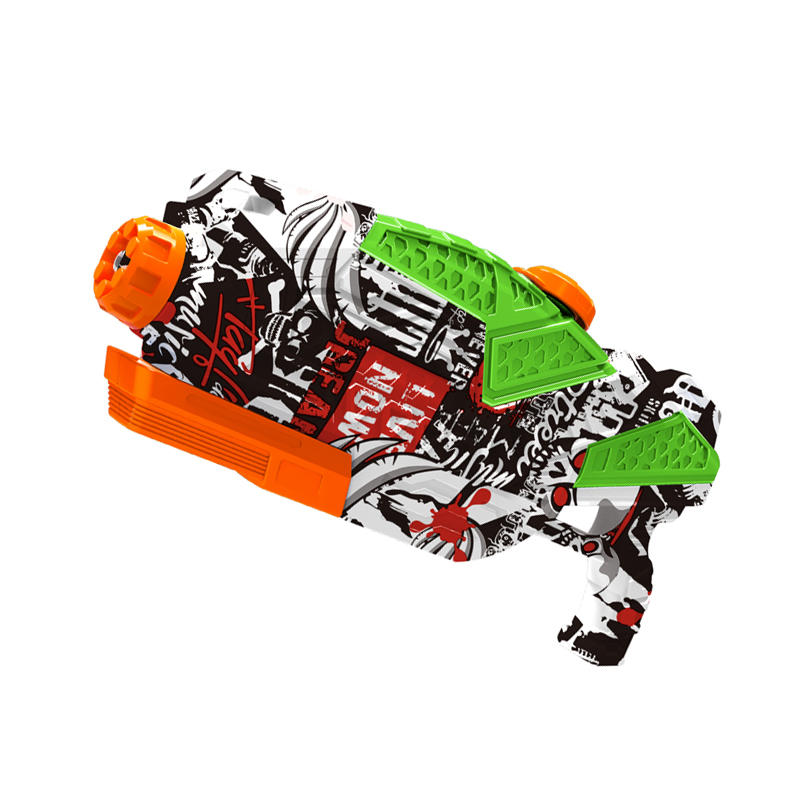 LINDA TOYS 41CM 725ml Power Graffiti Water Gun Toys Summer Vacation Water Gun Toy Outdoor Game Spray Black Water Gun LD-818T
