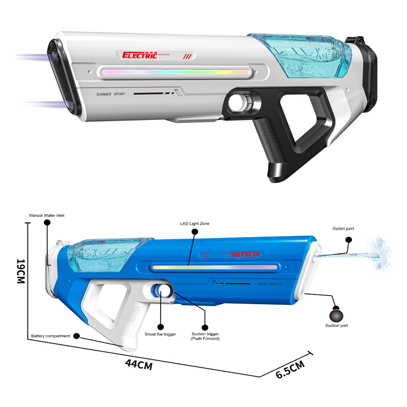 Linda Toys Auto Absorption Electric Water Gun with 7 LED Lights Choose, Waterproof Powerful Shooting 7.4V 500mAH Li-ion Battery,1000ml Water Capacity LD-996D