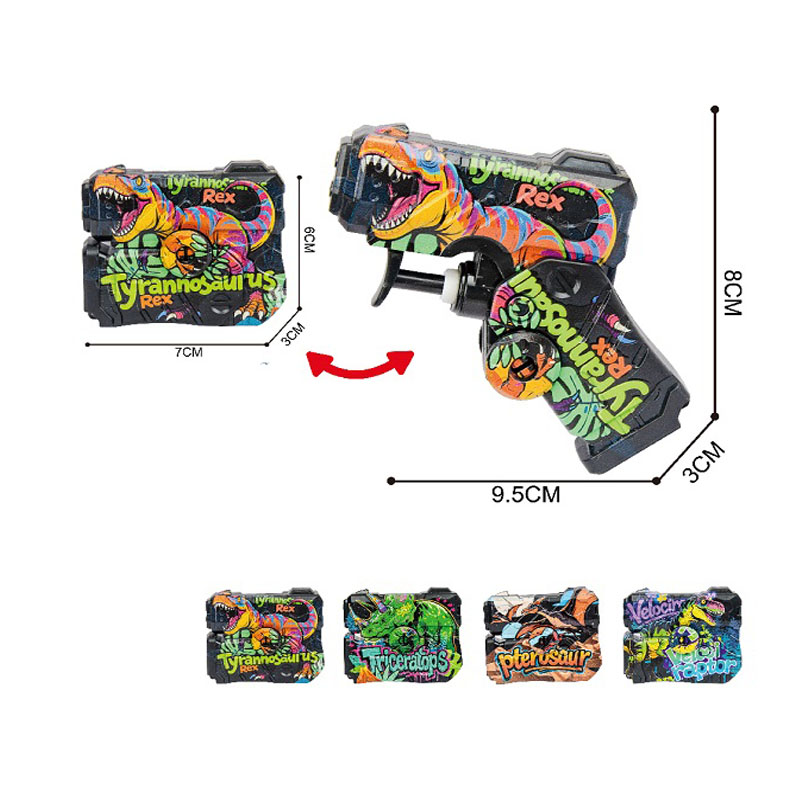 LINDA TOYS New Style Summer Toys Rotating Finger Dinosaur Stencil Water Gun (4-color mixed set) Water Gun New for Kids Toys LD-303C