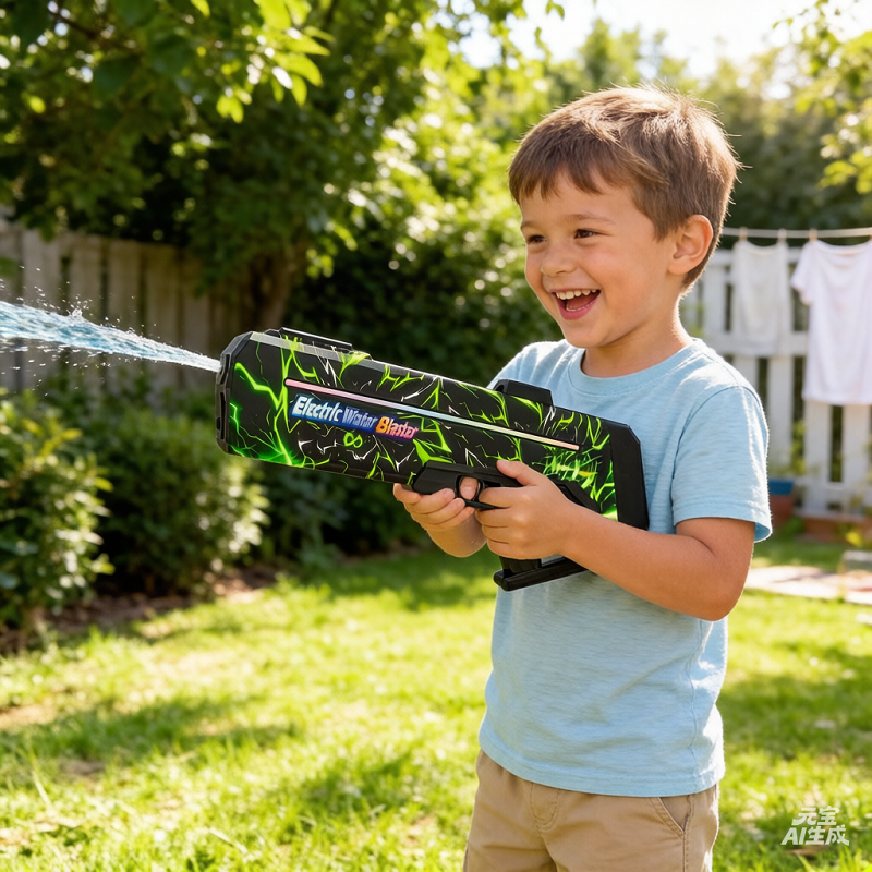 Linda Toys UV Print Auto Absorption Electric Water Gun with LED Lights Choose, Waterproof Powerful Shooting 7.4V 1200mAH Li-ion Battery,1000ml Water Capacity LD-998D