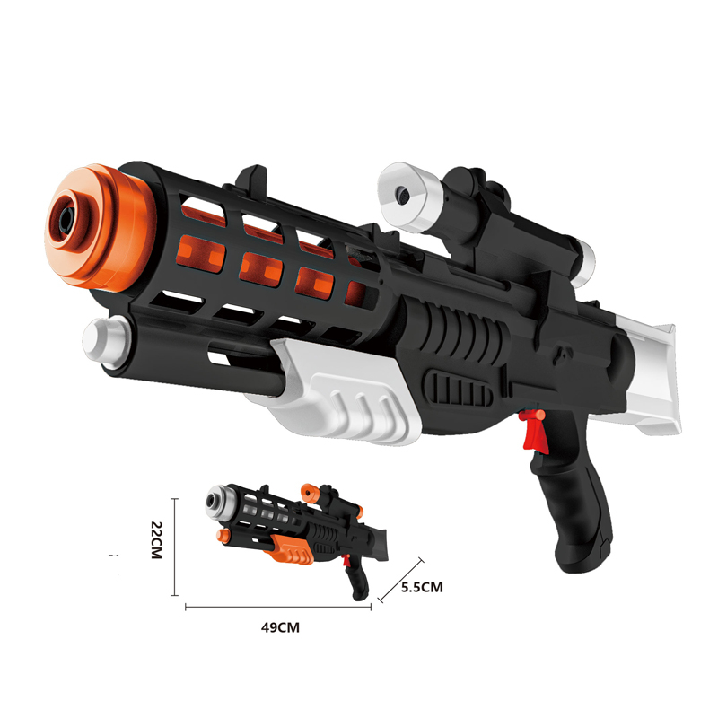LINDA TOYS Cool Black Military Style Water Shooting Toy Long Range Summer Outdoor Plastic Water Gun for Kids Shooting Distance 8-10M LD-112H