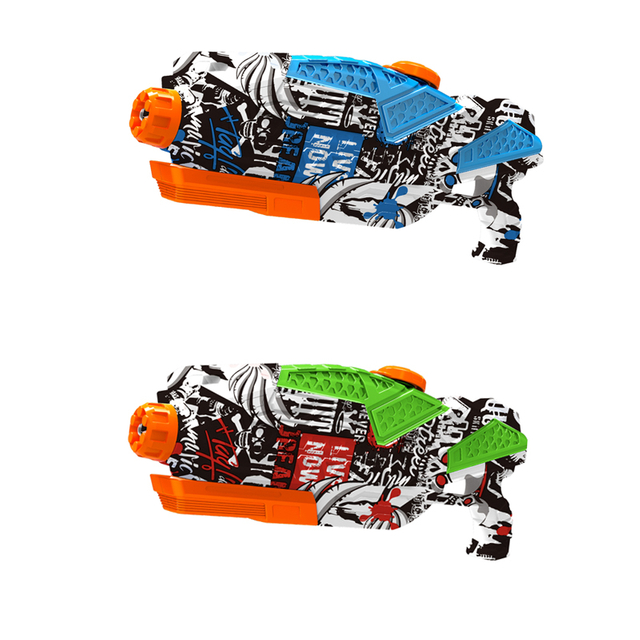 LINDA TOYS 41CM 725ml Power Graffiti Water Gun Toys Summer Vacation Water Gun Toy Outdoor Game Spray Black Water Gun LD-818T