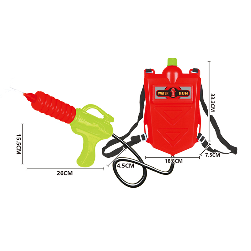 LINDA TOYS Summer Toys Plastic Red Water Gun for Kids Water Guns Backpack Summer Toys for Kids Shooting Distance 6-8M LD-525X