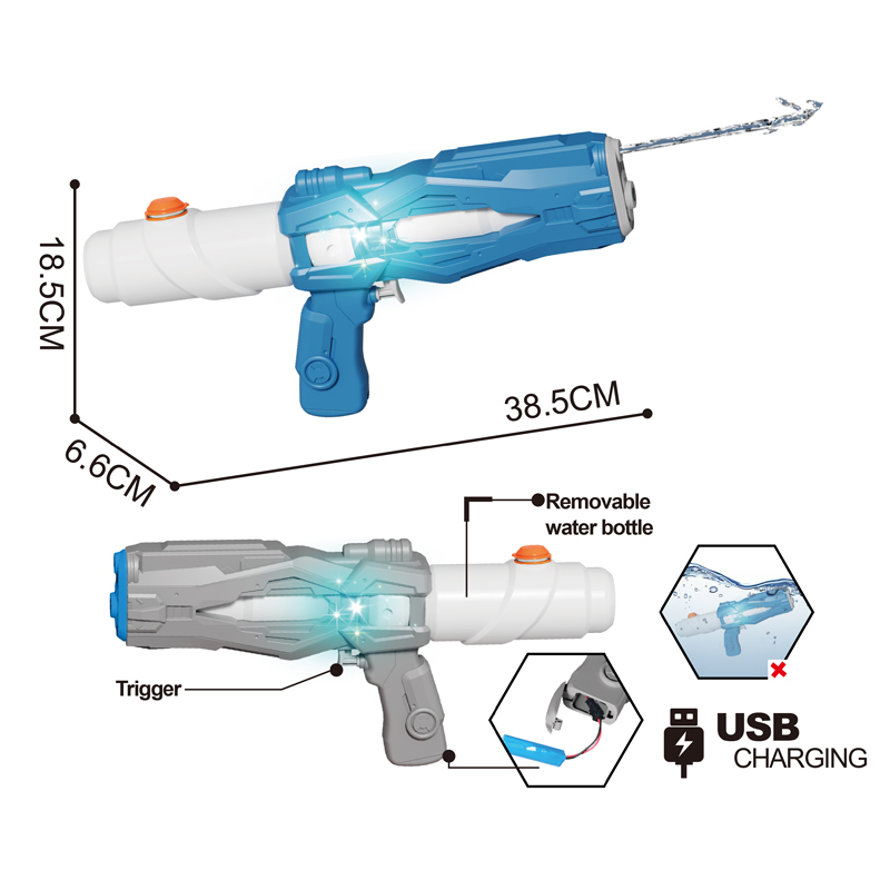 LINDA TOYS 38.5CM Electric Light Water Gun Water Spray Gun Toy 460ml Summer Beach Spray Water Game Shooting Water Gun Toy for Kid LD-991D