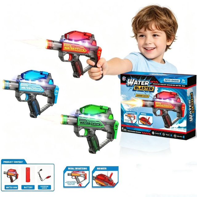 LINDA TOYS 2026 Water Blaster Electric Water Gun for Adults Kids with Lights, Nozzle Flame & Linkage Function Outdoor Battle Toys LD-700D