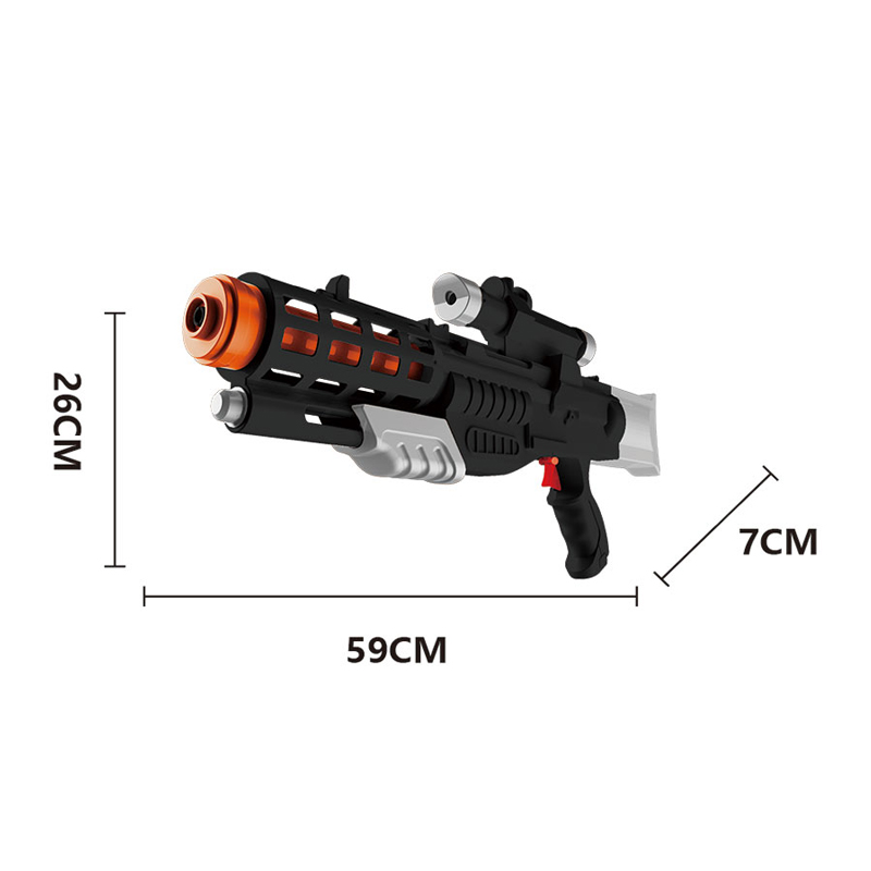 LINDA TOYS 59CM 485ML Kids Summer Long Range Shooting Black Military Series Plastic Toy Water Gun Shooting Distance 8-10M LD-115H
