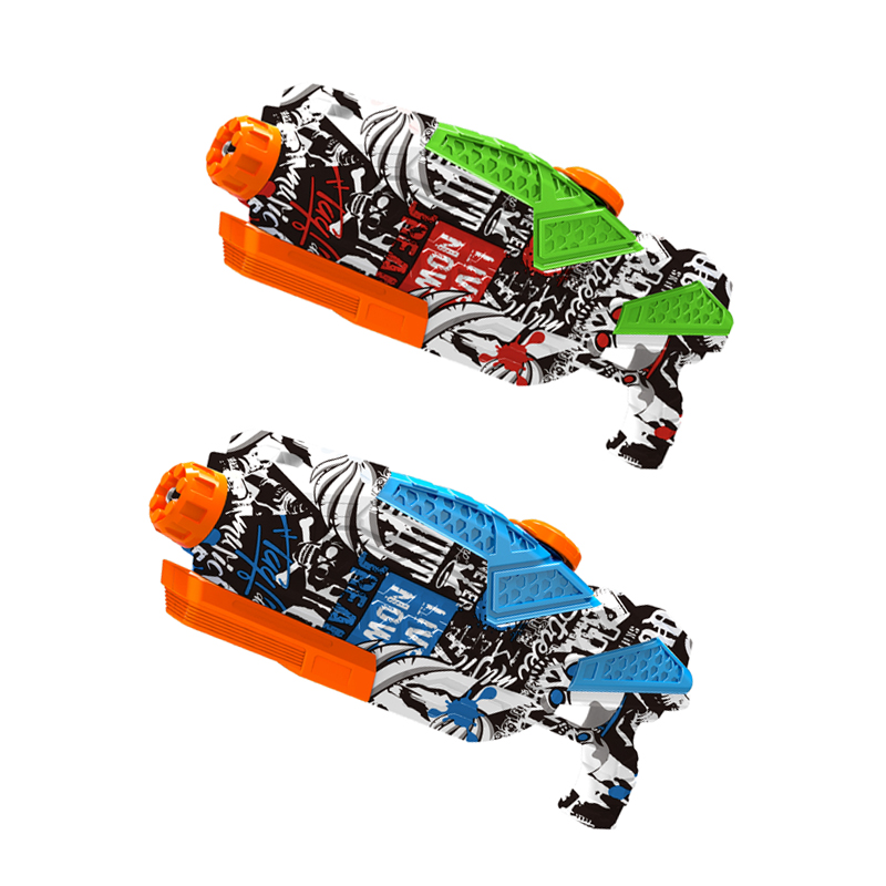 LINDA TOYS 41CM 725ml Power Graffiti Water Gun Toys Summer Vacation Water Gun Toy Outdoor Game Spray Black Water Gun LD-818T