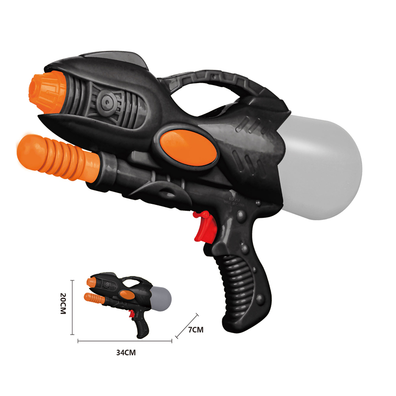 LINDA TOYS Black Plastic Water Gun With Logo Print Kids Water Pool Swimming Pool Water Play Guns for Children 34CM 540ML LD-757H