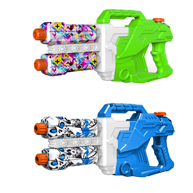 LINDA TOYS Hot Selling Outdoor Toys 50CM 1600ML Graffiti Water Gun Summer Toys Big Size Double Nozzle Suction Gun Water Gun for Kids LD-225T