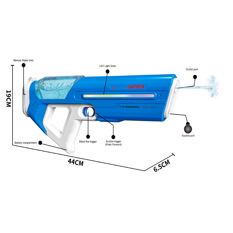 Linda Toys Auto Absorption Electric Water Gun with 7 LED Lights Choose, Waterproof Powerful Shooting 7.4V 500mAH Li-ion Battery,1000ml Water Capacity LD-996D