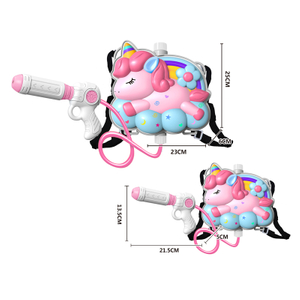 LINDA TOYS 23CM 1600ML Unicorn Backpack Water Gun Blaster Water Gun Beach Toy And Outdoor Sports Toy LD-1008A