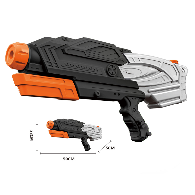 LINDA TOYS 50CM 1000ML Summer Toy Outdoor Black Water Gun Plastic Large Capacity Single Spray Water Gun Shooting Distance 8-10M LD-838H