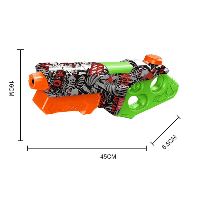 LINDA TOYS 45CM 800ML Graffiti Water Gun Toy for Kids Summer Hot Sale Big Water Gun for Adult And Kids Shooting Distance 8-10M LD-227T
