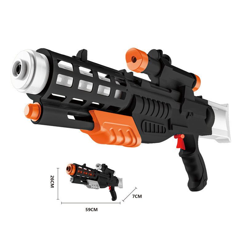 LINDA TOYS 59CM 485ML Kids Summer Long Range Shooting Black Military Series Plastic Toy Water Gun Shooting Distance 8-10M LD-115H