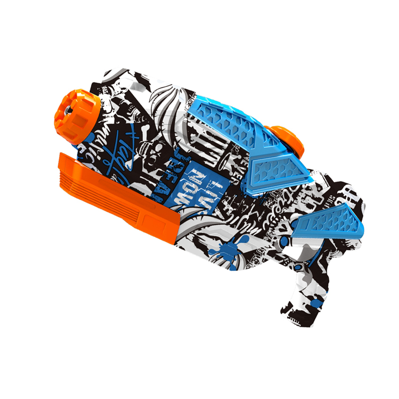 LINDA TOYS 41CM 725ml Power Graffiti Water Gun Toys Summer Vacation Water Gun Toy Outdoor Game Spray Black Water Gun LD-818T