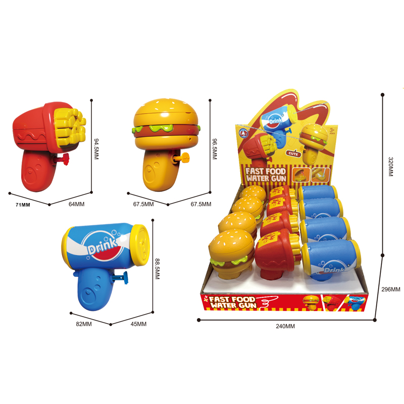 Cute Burger French Fries Drink 100ML Water Gun Toy with Large Capacity Long Range Leak-proof Water Gun Baby Bathing Swimming Pool Water Battle Toy LD-305C
