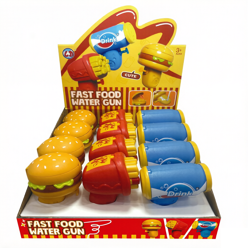 Cute Burger French Fries Drink 100ML Water Gun Toy with Large Capacity Long Range Leak-proof Water Gun Baby Bathing Swimming Pool Water Battle Toy LD-305C