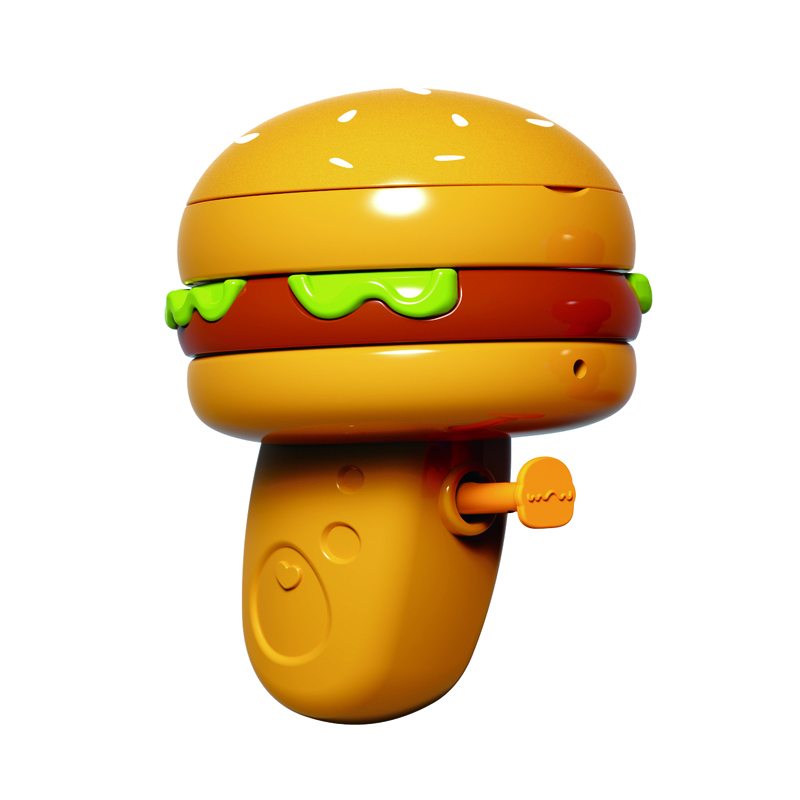 Cute Burger Water Gun Toy with Large Capacity Long Range Leak-proof Water Gun Baby Bathing Swimming Pool Water Battle Toy LD-305